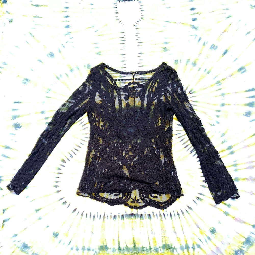 Cupio Black Sequin Fitted Long Sleeve Blouse